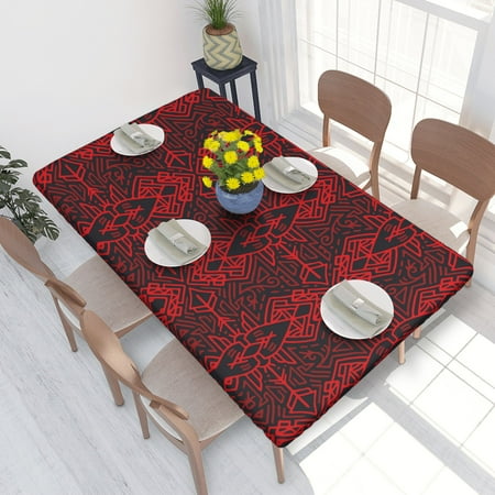 

Home Deluxe Tablecloth Practice Pattern Waterproof Elastic Rim Edged Table Cover- For Christmas Parties And Picnics 4ft
