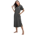 thumbnail image 6 of PinkBeautiM 3 Pack Long Nightgowns for Women Short Sleeve Sleepwear V Neck Sleep Shirt Loungewear with Pockets, 6 of 7