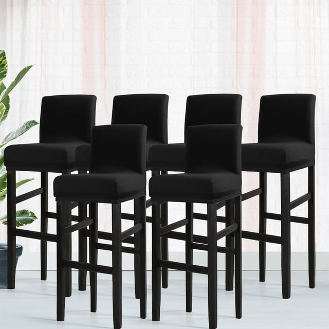 PiccoCasa Stretch Spandex Bar Stool Cover for Short Back Chair Black 6