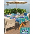 thumbnail image 5 of Outdoor Tablecloths with Umbrella Hole & Zipper, Hello Spring Tablecloth Rectangle 60x84 Inch, Pastoral Purple Bottle Floral Dark Green Wood Waterproof Table Cloth, Patio/Pool/Picnic Table Covers, 5 of 8