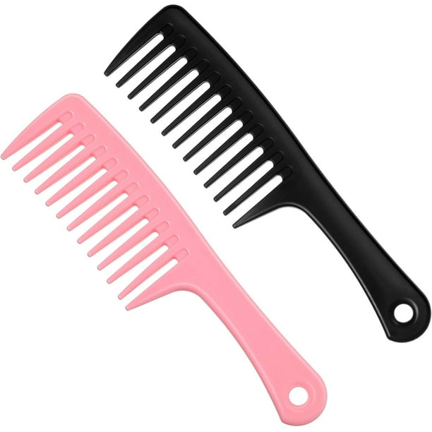 Peine de 2 piezas de dientes anchos, peine para desenredar el cabello, peine para el cabello rizado, peine de ducha de dientes grandes para peinar el cabello, cabello seco y grueso, cabello largo y r JAMW Sencillez