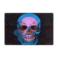 thumbnail image 4 of XMXY Area Rugs Doormat Outdoor Entrance, Aged Floral Skull Blue Print Facecloth Non-slip Floor Mat Rug for Living Room Kitchen Sink Area Indoor,72"x48", 4 of 9