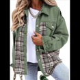thumbnail image 1 of Chaqueta Vaquera Estilo Boyfriend, Informal, de Larga, con Botones y Bolsillos, para Mujer Verde L, 1 of 9