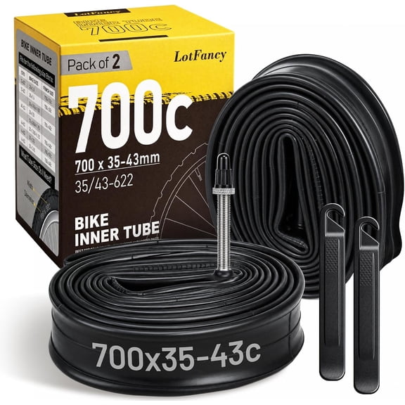 LotFancy 700C Bike Tubes, 2Pcs 700x35c/38c/40c/42c/43c Road Bike Tube (35/43-622), 40-622 28" x 1-5/8 x 1 1/2 Tube