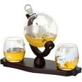 thumbnail image 2 of Verolux Whiskey Globe Decanter Set with 2 Glasses with Etched World Map in Gift Box - for Liquor, Whiskey, Brandy, Gin, Rum, Tequila, Vodka, and Brandy - Home Bar Accessories for Men and Women, 2 of 8