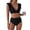 Black, variant on Women High Waist Ruffled 2 PC Bikini Swimsuit Fashion Beach Bathing Suit, Purple L