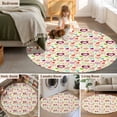 thumbnail image 5 of Large Round Rug 8Ft Washable Non-Slip, Valentine's Day Circle Area Rugs for Living Room Bedroom, Heart Love Modern Country Light Yellow Indoor Floor Mats Carpet Runner for Home Decor, 5 of 8
