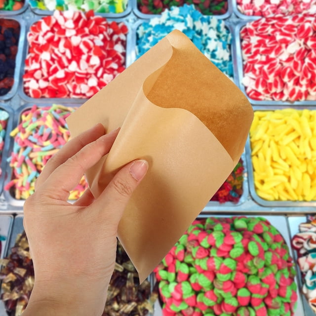 ORDDIART 100Pcs Oil Proof Kraft Paper Food Bags Disposable Popcorn Bread Packaging for Fast Food