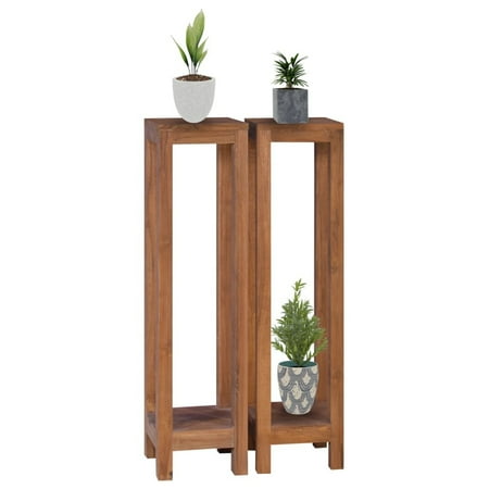 Dcenta Plant Stands 2 pcs 9.8 x9.8 x39.4  Solid Teak Wood