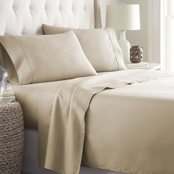 Hotel Quality Sheet-Set Queen Size Solid Taupe Luxury Double Brushed 100% Microfiber , Easy Fit Wrinkle and Fade Resistant, 15 inch deep pocket by Splendid
