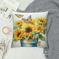 thumbnail image 2 of Shangniulu Sunflowers Pillowcases Yellow Flowers Golden Butterfly in a Rusty Iron Bucket Pillow Case Decorative Throw Pillow Cover for Home Sofa Office 18x18inch, 2 of 5
