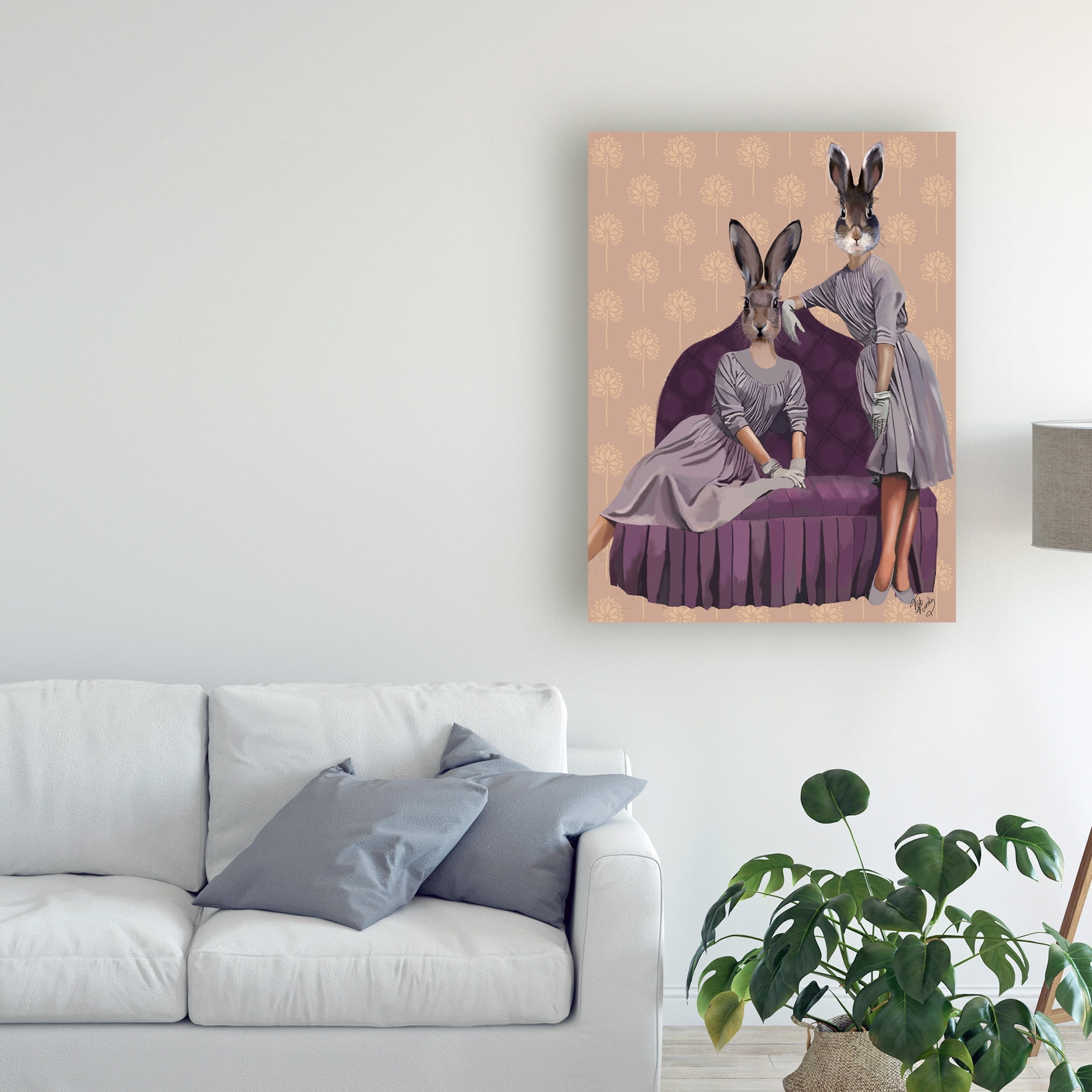 Trademark Fine Art 'Rabbits In Purple' Canvas Art by Fab Funky