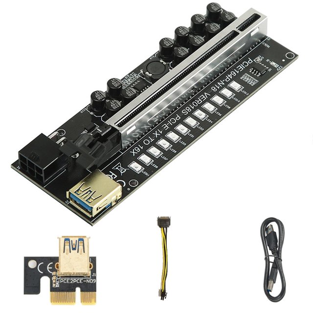 Black Ver018s YONGSHENG PCI-E Extender Riser 1X To16x USB 3.0 Adaptador PCI-E Para GPU