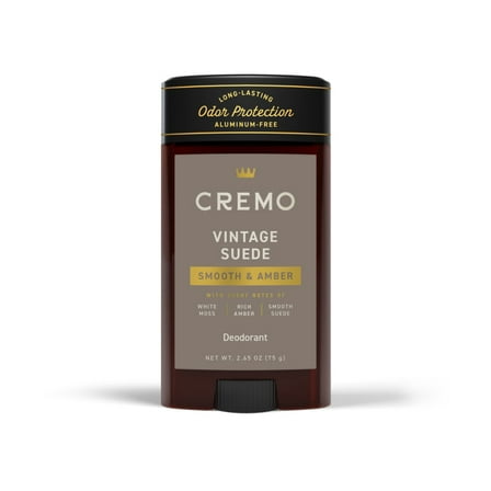 Cremo Aluminum Free Deodorant for Men, Vintage Suede, 2.65oz