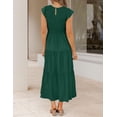 thumbnail image 3 of FUNING Women's 2025 Summer Casual Flutter Short Sleeve Crew Neck Smocked Elastic Waist Tiered Midi Dress, 3 of 7