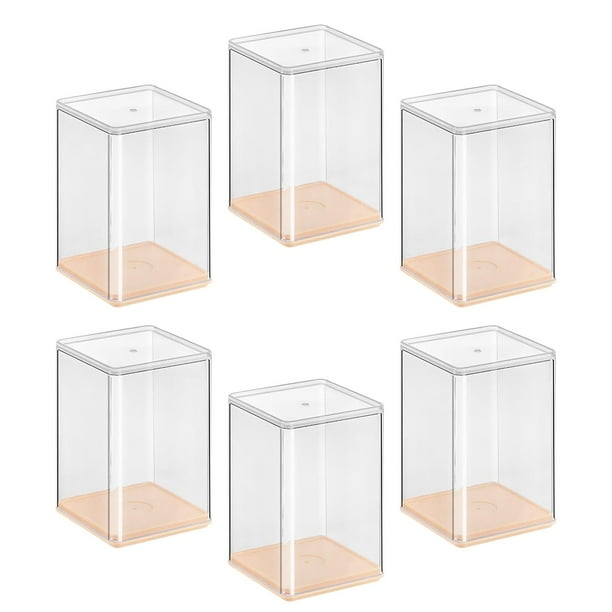 Organizador de almacenamiento apilable de decoración multiusos con 6 vitrinas transparentes Rosado