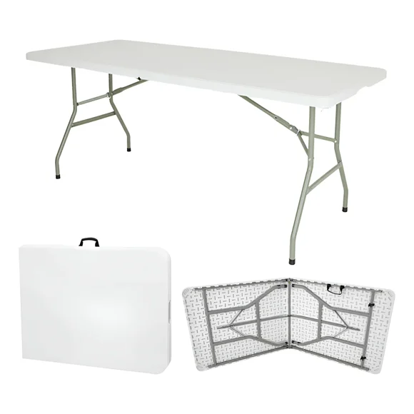 Mesa Plegable de Plastico Tipo Portafolio para Eventos Jardin Interior y Exterior 1.80 Metros