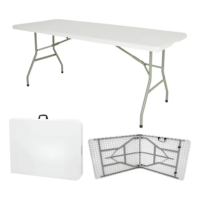 Mesa Plegable de Plastico Tipo Portafolio para Eventos Jardin Interior y Exterior 1.80 Metros