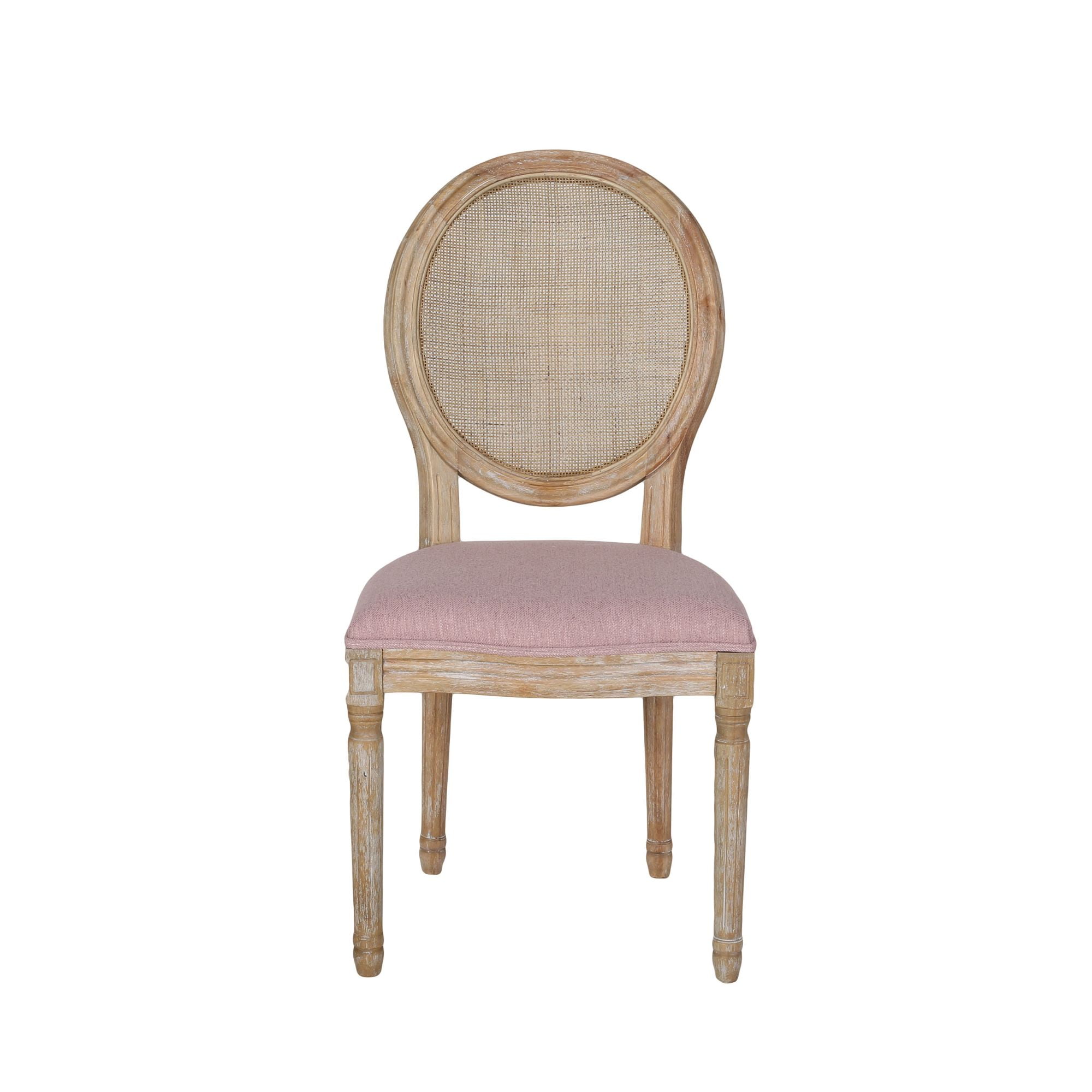 Noble House Theodore French Fabric Dining Chairs, Set of 2, Pink
