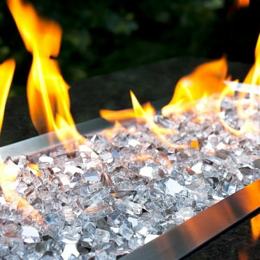 Celestial Fire Glass 0.50" Silver Reflective Fire Glass Diamonds, 10 lb