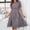 Gray, variant on Stichou Women Summer O Neck Beach Dress Elegant Dot Print Long Sleeve Chiffon A Line Casual Sundress Green M