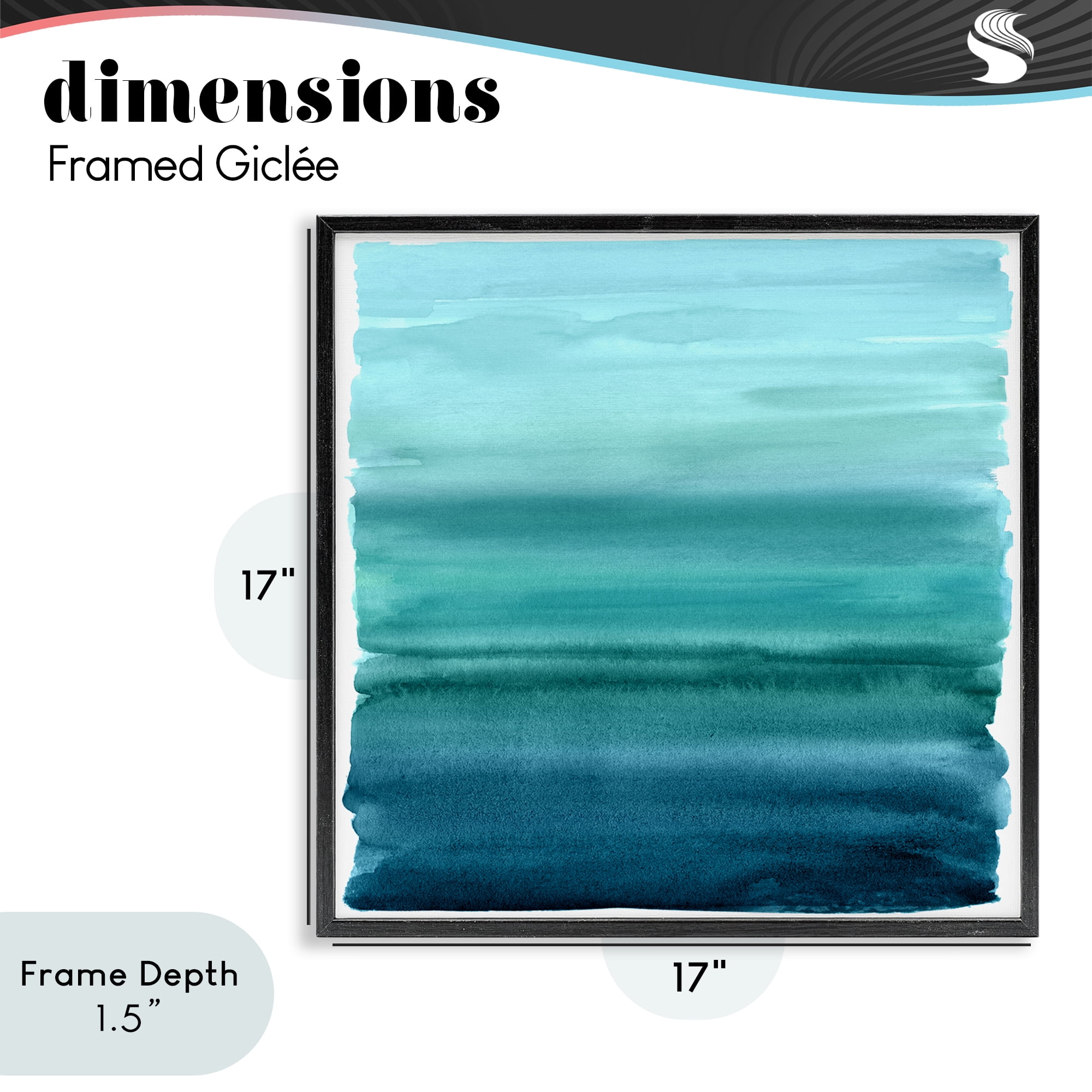Stupell Industries Aqua Ombre Gradient Black Framed Giclee Art, design by Allie Corbin