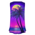thumbnail image 4 of Womens Tops Plus Size Sleeveless Round Neck Hawaiian Printing Oversized T-shirt Loose Blouse Purple XXXL, 4 of 5