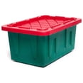 thumbnail image 2 of HOMZ Durabilt Bac de Rangement de Vacances Robuste 15 Gallons, Vert/rouge (2 Pack), 2 of 9
