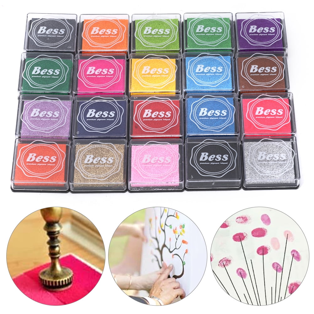 Ccdes Coloured Ink Pad Kit 20 Colors Children Education Stamp Pad 4x4cm