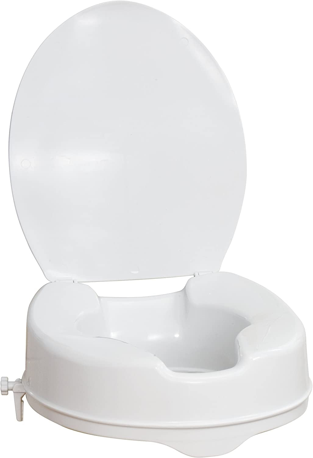 Drive Medical 770626 AquaSense Raised Toilet Seat with Lid, Standard Seat, White