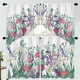 thumbnail image 3 of Leaf Floral Curtains Flower Rod Pocket Window Curtain Plant Printed Curtains (Violet, 27" W x 36" L|4pcs), 3 of 6
