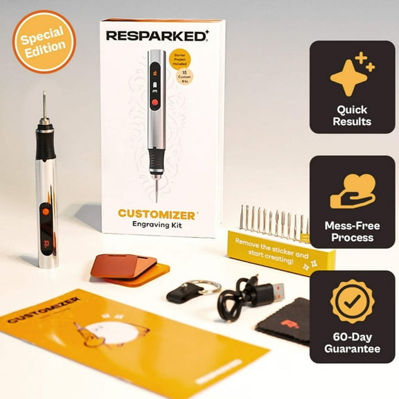 Resparked Customizer Engraving Kit – Special Edition | Complete DIY Starter Set with Tools, Materials & Projects
