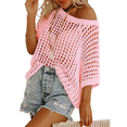 thumbnail image 1 of Top de Punto Calado de Corta con Cuello Redondo de Verano para Mujer, Rosa L, 1 of 4