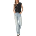thumbnail image 2 of INSPIRE CHIC Summer Sweater Vest for Women Crew Neck Sleeveless Sweater Lightweight Casual Knit Pullover Tank Tops M Black, 2 of 6