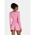 thumbnail image 2 of No Boundaries Brushed Waffle Knit Wrap Sleep Top, Women’s, Sizes XS-XXL, 2 of 5