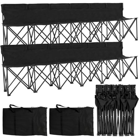 Lilypelle 6-Seater Sports Bench Folding Bench Chair Sideline Bench with Back Stadium Seats Camping Chairs Portable Team Bench for Soccer & Football Sidelines Tailgating Camping & Events