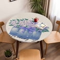 thumbnail image 5 of Hydrangea with Bottle Elastic Fitted Round Table Cover Floral Purple Buffalo Check Waterproof Outdoor Tablecloth for Holiday Party, Picnic, Patio & Dining Fits Tables Up to 45"-54", 5 of 8