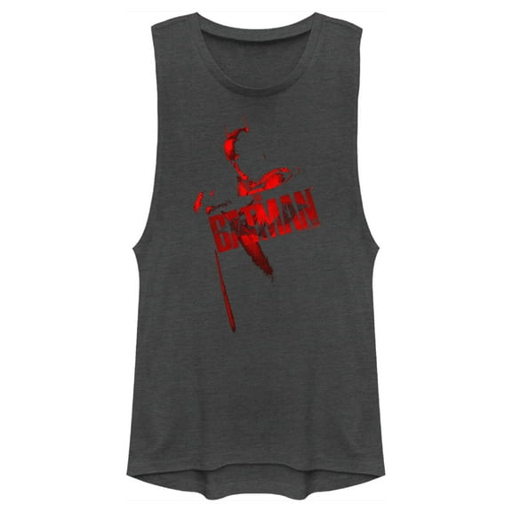 Junior's The Batman Red Shadows  Festival Muscle Graphic Tee Charcoal X Small
