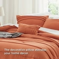 thumbnail image 4 of California King Comforter Set - 4 Pieces Pinch Pleat Bed Set, Burnt Orange Boho Bedding for All Season, 1 Soft Comforter, 2 Pillowcases, 1 Decorative Pillow, 4 of 7