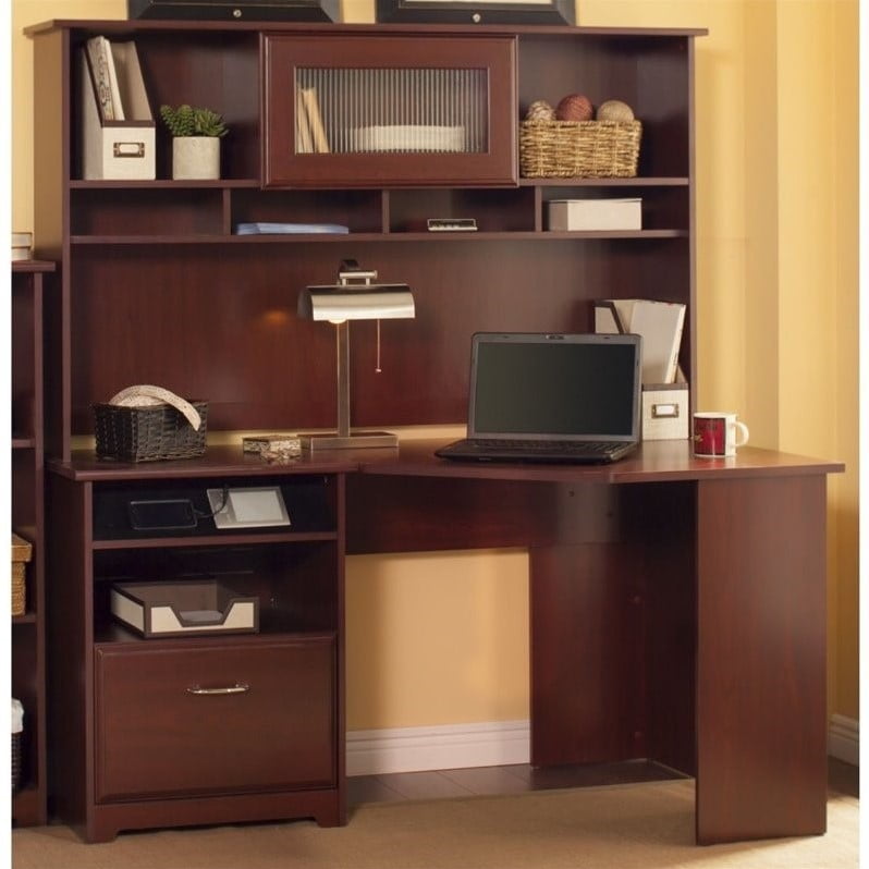 Bush Cabot 60 Corner Desk With Hutch In Harvest Cherry