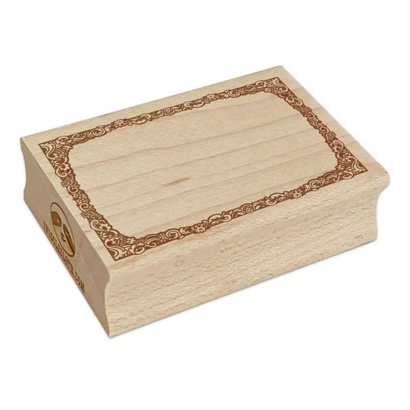 Elegant Vintage Flower Floral Frame Rectangle Rubber Stamp Stamping Scrapbooking Crafting - Small 1.7in