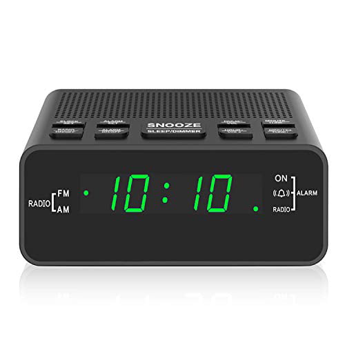 Electronic LED Digital Alarm Clock FM Projection Radio Dimmer Sleep Timer 12/24H 