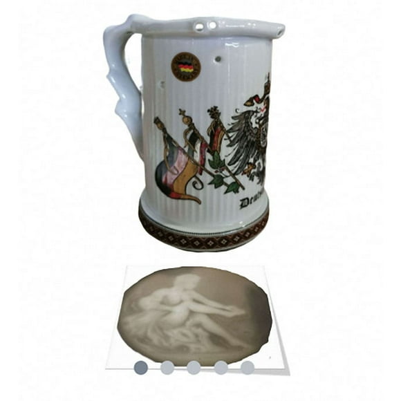 Beer mug puzzle jug, trick jug 0.5 liter beer mug