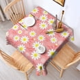 thumbnail image 2 of Pink Daisy Flower Yellow Centers Pattern Square Tablecloth,Waterproof Square Table Cover,Wipeable Spillproof Washable Table Cover for Home Kitchen Party Decor 52"x52"(132x132cm), 2 of 6