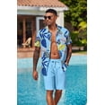 thumbnail image 4 of COOFANDY Mens Hawaiian Shirt and Shorts Set 2 Piece Vacation Outfits Floral Button Down Shirt, 4 of 8