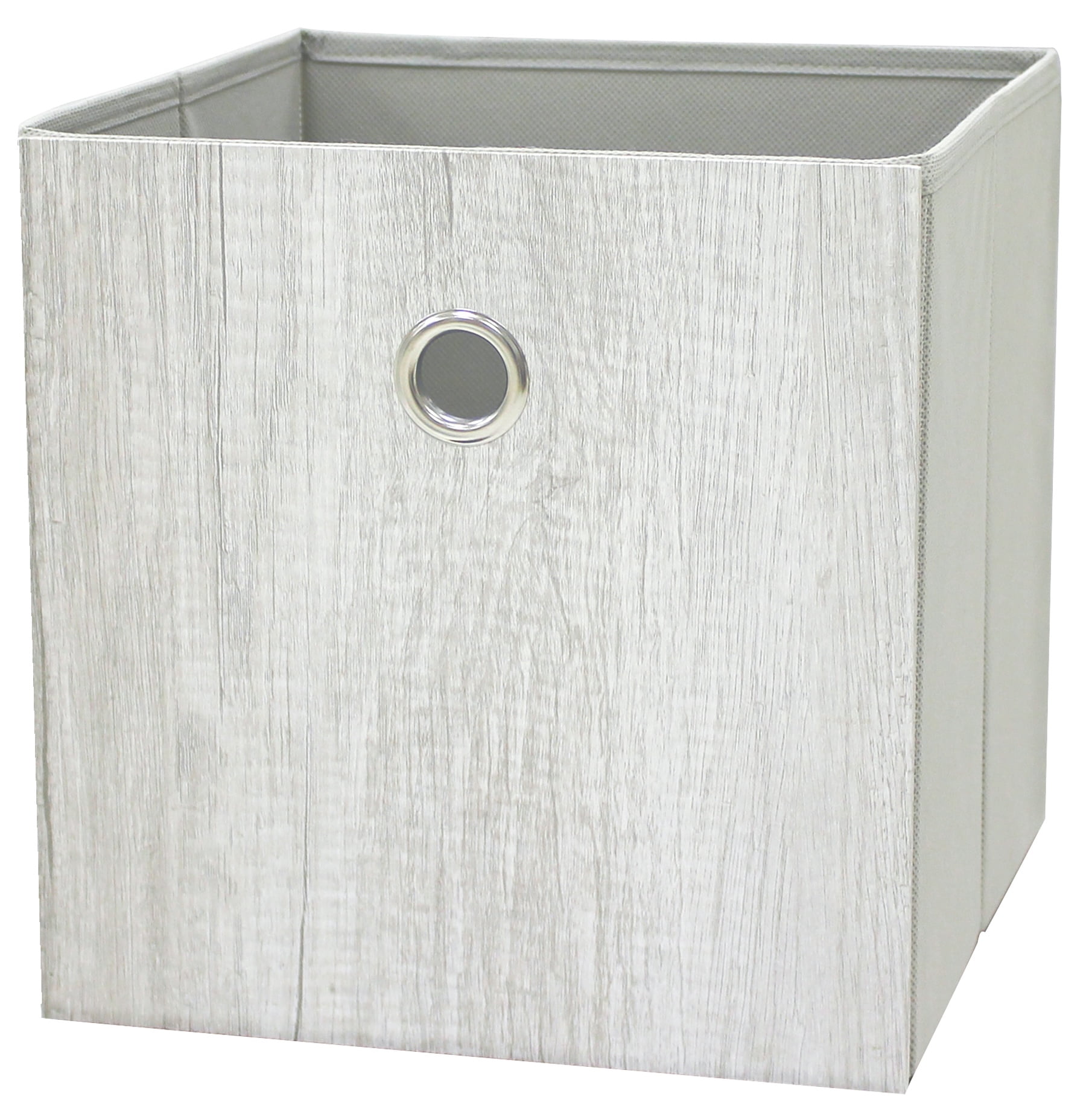 (2 pack) Mainstays Collapsible Fabric Cube Storage Bin, Grey Wood Grain