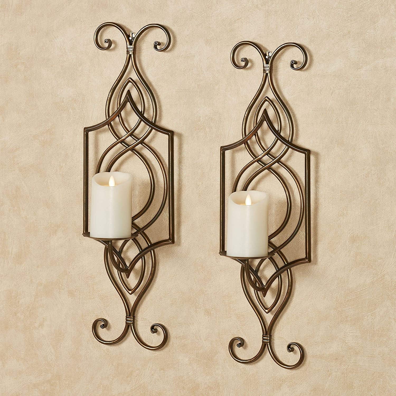 Carmen Unique Openwork Wall Sconce Pair Light Bronze Pair