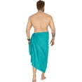 thumbnail image 3 of HAPPY BAY Men's Bath Trunk Holiday Sarong Pareo Beach Wrap One Size Shamrock Green, Solid Summer Vacation Party, 3 of 4