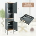 thumbnail image 2 of Gymax Tall Bathroom Storage Cabinet Freestanding Narrow Linen Tower w/ Doors & Drawer, 2 of 9