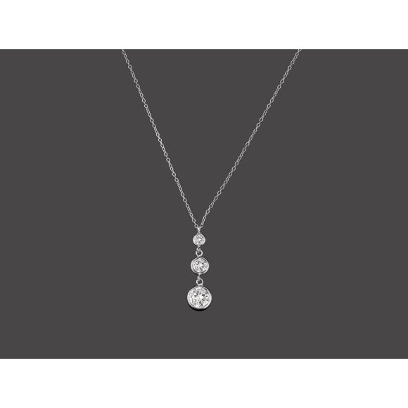 Thea 925 Sterling Silver Round Cubic Zirconia Pendant Necklace – 45 cm Chain, Anti-Tarnish E-Coat Finish, Nickel-Free & Hypoallergenic, Perfect Gift for Her